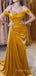 Off Shoulder Gold Velvet Mermaid Long Evening Prom Dresses, Sweetheart Prom Dress, MR8897