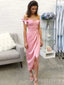 Off Shoulder Pink Satin Mermaid Long Evening Prom Dresses, Sweetheart Prom Dress, MR8900