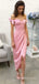Off Shoulder Pink Satin Mermaid Long Evening Prom Dresses, Sweetheart Prom Dress, MR8900