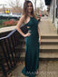 Backless Mermaid Satin Long Evening Prom Dresses, Spaghetti Straps Prom Dress, MR8918