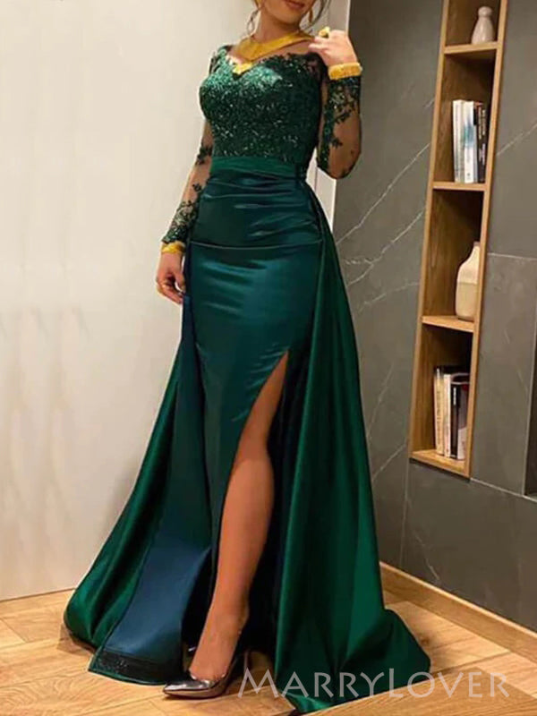 Emerald Green Long Side Slit Prom Dresses Emerald Green Long Side Slit Prom Dresses