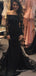 Off Shoulder Mermaid Long Sleeves Long Evening Prom Dresses, Black Prom Dress, MR8953