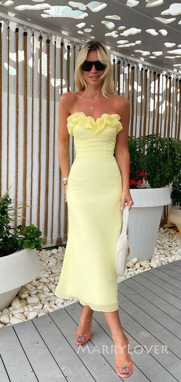 Mermaid Yellow Strapless Long Evening Prom Dresses, Gorgeous Custom Pr MarryLover Mermaid Yellow Strapless Long Evening Prom Dresses, Gorgeous Custom Pr MarryLover