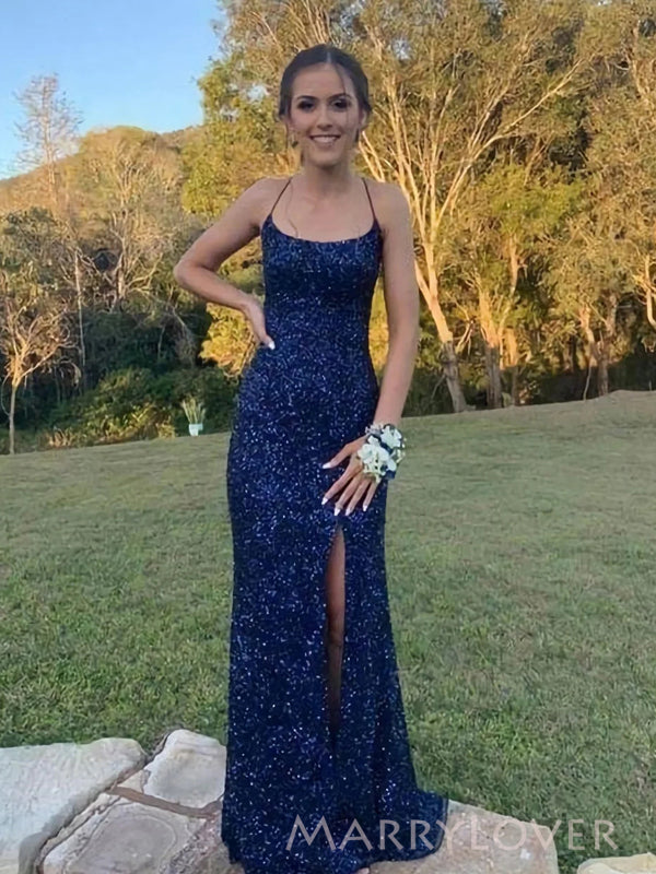 Spaghetti Long Mermaid Side Slit Prom Dresses, Simple Prom Dresses, Bridesmaid Dresses Spaghetti Long Mermaid Side Slit Prom Dresses, Simple Prom Dresses, Bridesmaid Dresses