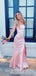 Pink Satin Mermaid Strapless Side Slit Long Evening Prom Dresses, MR8980