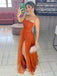 A-line Tulle Spaghetti Straps Long Evening Prom Dresses, Backless Side Slit Prom Dress, MR8991