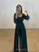 Long Sleeves A-line Long Evening Prom Dresses, Side Slit Prom Dress, MR8999