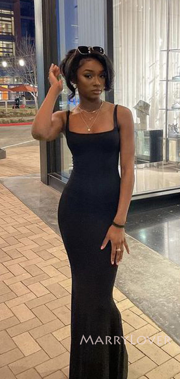 Simple Black Mermaid Straps Long Evening Prom Dresses, MR9008 MarryLover Simple Black Mermaid Straps Long Evening Prom Dresses, MR9008 MarryLover