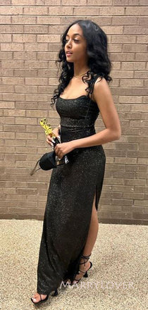 Gorgeous Black Sparkly Mermaid Long Evening Prom Dresses, MR9010