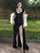 Mermaid Sweetheart Black Sequins Side Slit Long Evening Prom Dresses, MR9039