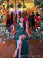 Dark Green Sequins High Slit Long Evening Prom Dresses, Long Sleeves Sparkly Prom Dress, MR9044