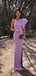 One Shoulder Lilac Mermaid Side Slit Long Evening Prom Dresses, MR9045