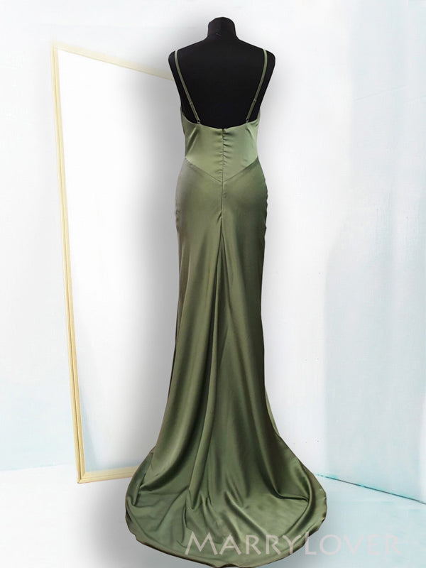 Sage Green Satin Cowl-neck Mermaid Spaghetti Straps Long Evening Prom MarryLover Sage Green Satin Cowl-neck Mermaid Spaghetti Straps Long Evening Prom MarryLover