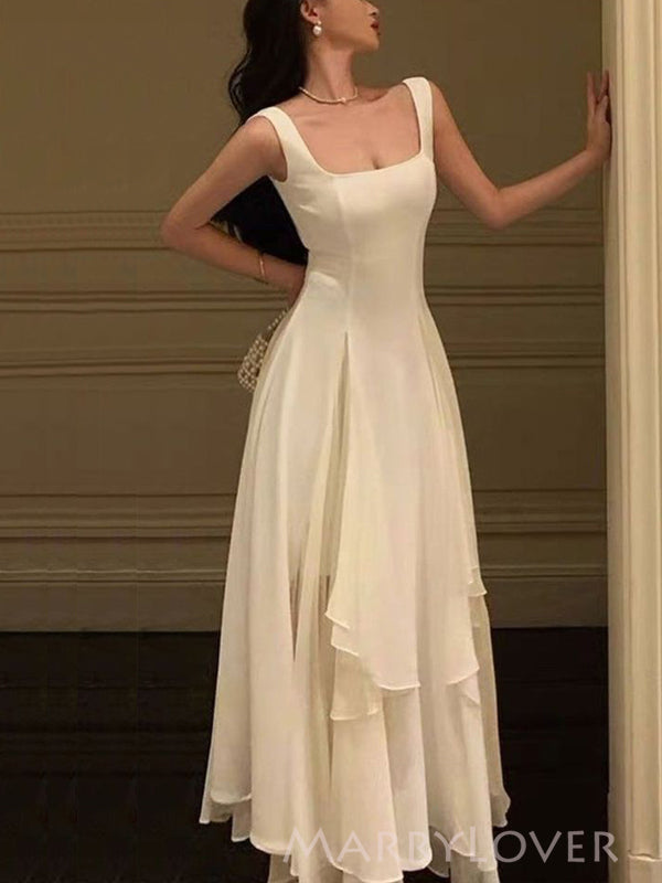 A-line White Chiffon Straps Long Evening Prom Dresses, MR9097 MarryLover A-line White Chiffon Straps Long Evening Prom Dresses, MR9097 MarryLover