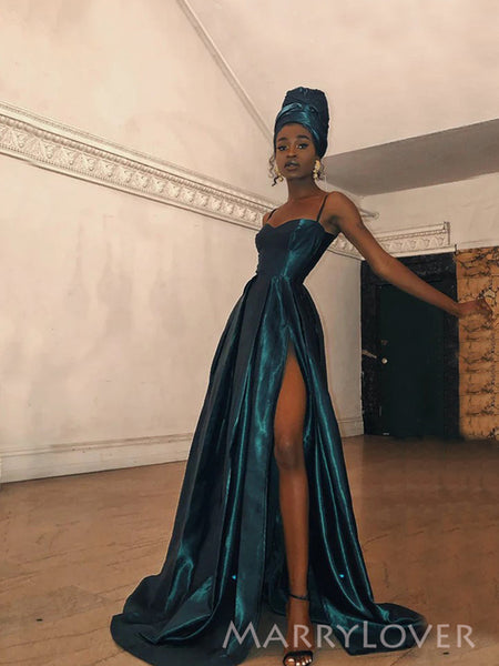 high slit satin prom dress LaDivine CD773 Long Slit Beaded Prom Formal Dress