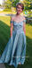 Popular Satin Appliques A-line Long Evening Prom Dresses, Off Shoulder Prom Dress, MR9156