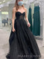 Popular Black Tulle Lace Sweetheart Long Evening Prom Dresses, A-line Custom Prom Dress, MR9172