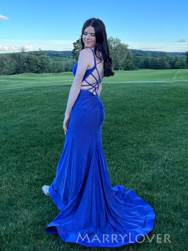 Backless V-neck Royal Blue Sheath Mermaid Long Evening Prom Dresses, M MarryLover Backless V-neck Royal Blue Sheath Mermaid Long Evening Prom Dresses, M MarryLover