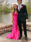 Sexy Backless Hot Pink Mermaid Long Evening Prom Dresses, MR9189