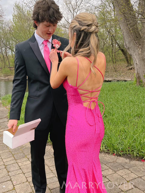 Sexy Backless Hot Pink Mermaid Long Evening Prom Dresses, MR9189 MarryLover Sexy Backless Hot Pink Mermaid Long Evening Prom Dresses, MR9189 MarryLover