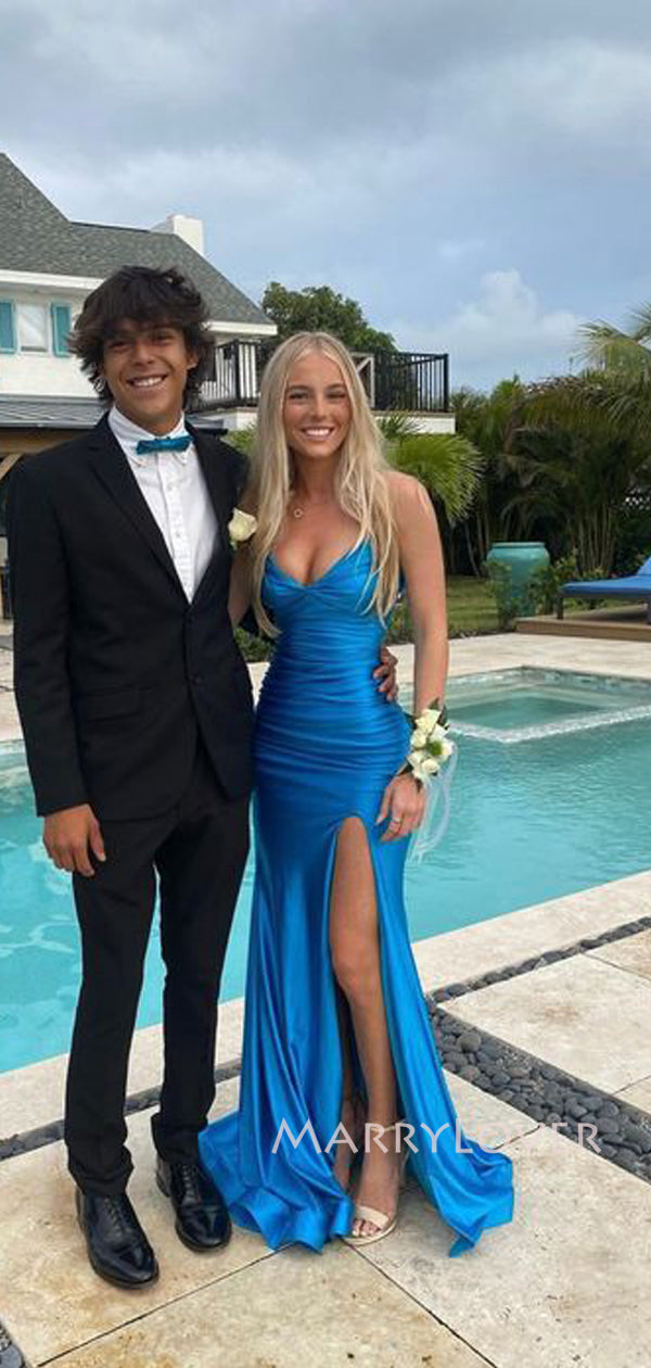 Sheath Mermaid Blue Spaghetti Straps Backless Long Evening Prom Dresse MarryLover Sheath Mermaid Blue Spaghetti Straps Backless Long Evening Prom Dresse MarryLover