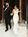Formal Spaghetti Straps Ivory Satin Mermaid Long Wedding Dresses, MR9204