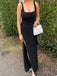 Black Straps Side Slit Long Evening Prom Dresses, Mermaid Custom Prom Dress, MR9225