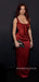 Mermaid Red Satin Straps Long Evening Prom Dresses, MR9250