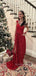 Sparkly Red Sequins Side Slit Long Evening Prom Dresses, MR9293