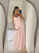 Sweet Herat Pink Chiffon A-line Long Evening Prom Dresses, Strapless Prom Dress, MR9302