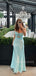 Sweetheart Blue Satin Mermaid Long Evening Prom Dresses, MR9314