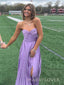 Sweetheart Purple A-line Long Evening Prom Dresses, Side Slit Strapless Prom Dress, MR9323