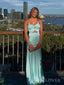 Blue Satin Mermaid Long Evening Prom Dresses, Sweetheart Prom Dress, MR9330