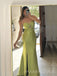 Simple Green Satin Mermaid Long Evening Prom Dresses, Sweetheart Prom Dress, MR9333