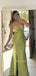 Simple Green Satin Mermaid Long Evening Prom Dresses, Sweetheart Prom Dress, MR9333