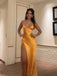 Morden Mermaid Spaghetti Straps Satin Long Evening Prom Dresses, V-neck Prom Dress, MR9339