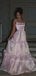 Unique Pink A-line Straps Long Evening Prom Dresses, MR9341