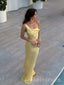 Sexy Satin Long Evening Prom Dresses, Yellow prom dress, MR9394