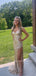 Gold Sparkly Mermaid Spaghetti Straps Long Evening Prom Dresses, Mermaid Sequins prom dress, MR9401