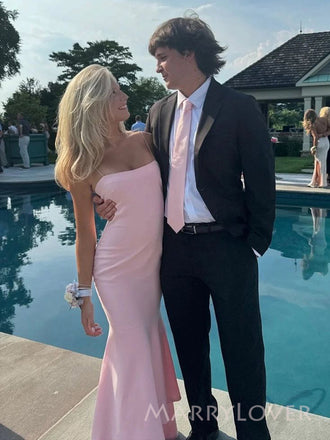 Gorgeous Pink Mermaid Long Evening Prom Dresses, Spaghetti Straps prom dress, MR9403