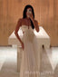 Simple White Chiffon A-line Long Backless Evening Prom Dresses, MR9428