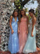 Blue Tulle A-line Long Evening Prom Dresses, V-neck Prom Dress, MR9431