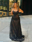 Sparkly Black Mermaid Long Evening Prom Dresses, Bateau Prom Dress, MR9438