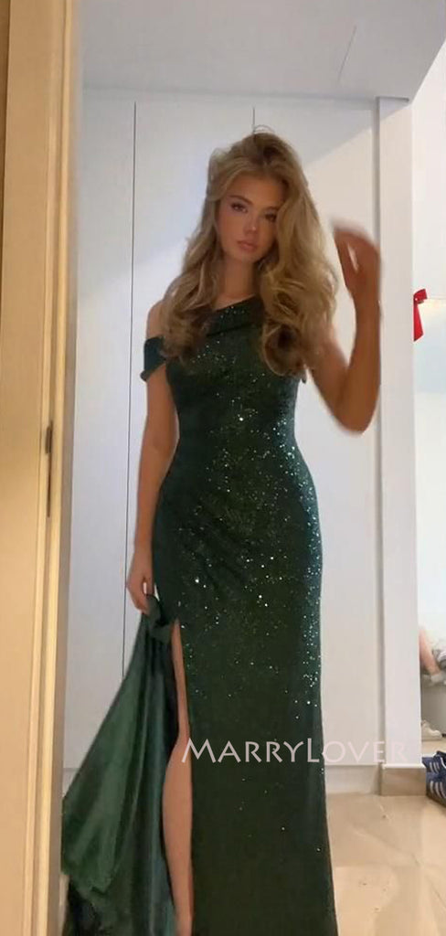 Gordegous Green Sequins Mermaid Long Evening Prom Dresses, Sparly Prom Dress, MR9446