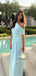 Blue Chiffon Simple Long Evening Prom Dresses, MR9451