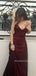 Lovely Black Chiffon Red V-neck Long Evening Prom Dresses, MR9452