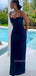 Spaghetti Straps Blue Mermaid Appliques Long Evening Prom Dresses, MR9456