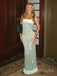 Mermaid Sage Green Sequins Strapless Long Evening Prom Dresses, MR9457