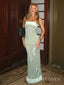 Mermaid Sage Green Sequins Strapless Long Evening Prom Dresses, MR9457