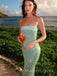 Mermaid Sage Green Sequins Strapless Long Evening Prom Dresses, MR9457